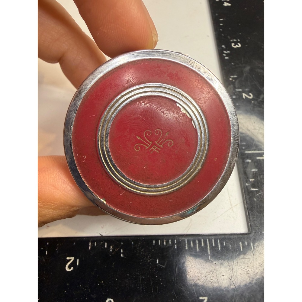 Vintage Elmo Sales Corp Rustic Red Rouge Compact Helena Rubinstein Puff USA Made